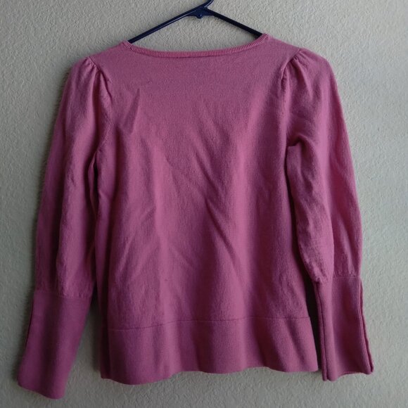 Talbots 100% Pure Merino Wool Pink Sweater with Pearl Button Cuffs - Picture 2 of 5